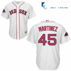 Youth Majestic Boston Red Sox 45 Pedro Martinez Authentic White Home Cool Base 2018 World Series Champions MLB Jersey