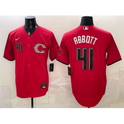 Men Cincinnati Reds  41 Andrew Abbott Red 2026 City Connect Stadium Stitched Baseball Jersey