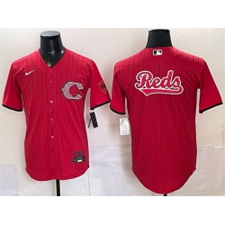 Men Cincinnati Reds Team Big Logo Red 2026 City Connect Stadium Stitched Baseball Jersey