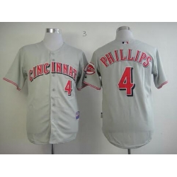 Men Reds #4 Brandon Phillips Grey Cool Base Stitched MLB Jersey