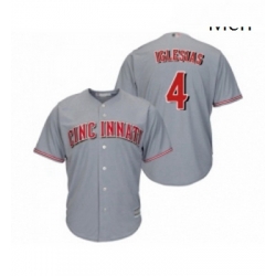 Mens Cincinnati Reds 4 Jose Iglesias Replica Grey Road Cool Base Baseball Jersey 