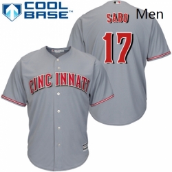 Mens Majestic Cincinnati Reds 17 Chris Sabo Replica Grey Road Cool Base MLB Jersey