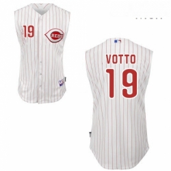 Mens Majestic Cincinnati Reds 19 Joey Votto Authentic White Vest Style MLB Jersey