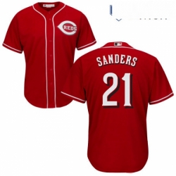 Mens Majestic Cincinnati Reds 21 Reggie Sanders Replica Red Alternate Cool Base MLB Jersey