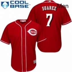 Mens Majestic Cincinnati Reds 7 Eugenio Suarez Replica Red Alternate Cool Base MLB Jersey 