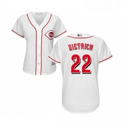 Womens Cincinnati Reds 22 Derek Dietrich Replica White Home Cool Base Baseball Jersey 