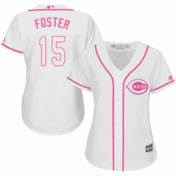 Womens Majestic Cincinnati Reds 15 George Foster Authentic White Fashion Cool Base MLB Jersey 