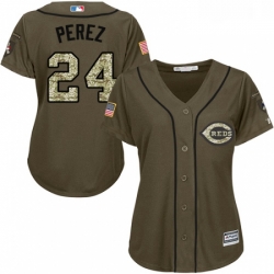 Womens Majestic Cincinnati Reds 24 Tony Perez Authentic Green Salute to Service MLB Jersey