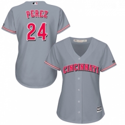 Womens Majestic Cincinnati Reds 24 Tony Perez Replica Grey Road Cool Base MLB Jersey