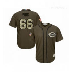 Youth Cincinnati Reds 66 Yasiel Puig Authentic Green Salute to Service Baseball Jersey 