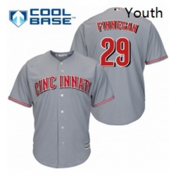 Youth Majestic Cincinnati Reds 29 Brandon Finnegan Authentic Grey Road Cool Base MLB Jersey