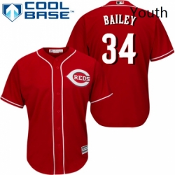 Youth Majestic Cincinnati Reds 34 Homer Bailey Replica Red Alternate Cool Base MLB Jersey