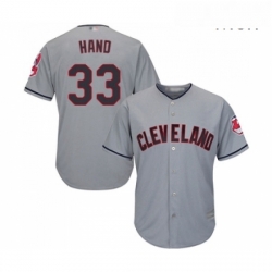 Mens Cleveland Indians 33 Brad Hand Replica Grey Road Cool Base Baseball Jersey 