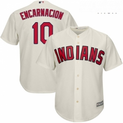 Mens Majestic Cleveland Indians 10 Edwin Encarnacion Replica Cream Alternate 2 Cool Base MLB Jersey