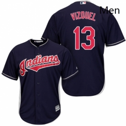 Mens Majestic Cleveland Indians 13 Omar Vizquel Replica Navy Blue Alternate 1 Cool Base MLB Jersey 