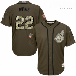 Mens Majestic Cleveland Indians 22 Jason Kipnis Replica Green Salute to Service MLB Jersey