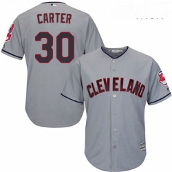 Mens Majestic Cleveland Indians 30 Joe Carter Replica Grey Road Cool Base MLB Jersey