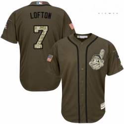 Mens Majestic Cleveland Indians 7 Kenny Lofton Authentic Green Salute to Service MLB Jersey