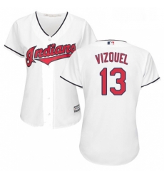 Womens Majestic Cleveland Indians 13 Omar Vizquel Replica White Home Cool Base MLB Jersey 