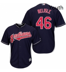 Youth Majestic Cleveland Indians 46 Matt Belisle Replica Navy Blue Alternate 1 Cool Base MLB Jersey 