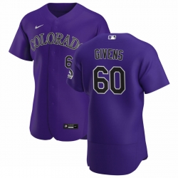 Men Colorado Rockies 60 Mychal Givens Men Nike Purple Alternate 2020 Flex Base Player MLB Jersey