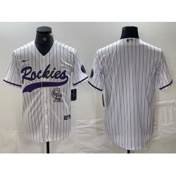 Men Colorado Rockies White Team Big Logo Cool Base Stitched Baseball Jersey 5