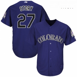 Mens Majestic Colorado Rockies 27 Trevor Story Replica Purple Alternate 1 Cool Base MLB Jersey