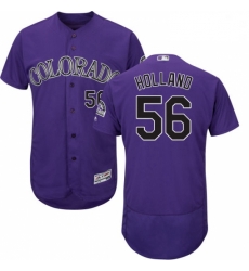 Mens Majestic Colorado Rockies 56 Greg Holland Purple Flexbase Authentic Collection MLB Jersey