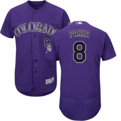 Mens Majestic Colorado Rockies 8 Gerardo Parra Purple Alternate Flex Base Authentic Collection MLB Jersey