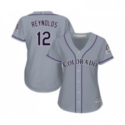 Womens Colorado Rockies 12 Mark Reynolds Replica Grey Road Cool Base Baseball Jersey 