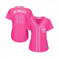 Womens Colorado Rockies 12 Mark Reynolds Replica Pink Fashion Cool Base Baseball Jersey 