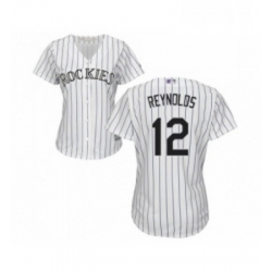 Womens Colorado Rockies 12 Mark Reynolds Replica White Home Cool Base Baseball Jersey 