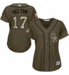 Womens Majestic Colorado Rockies 17 Todd Helton Authentic Green Salute to Service MLB Jersey