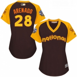 Womens Majestic Colorado Rockies 28 Nolan Arenado Authentic Brown 2016 All Star National League BP Cool Base MLB Jersey
