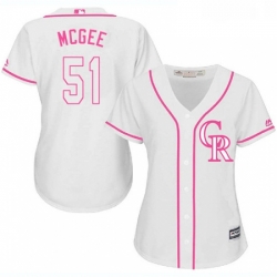 Womens Majestic Colorado Rockies 51 Jake McGee Authentic White Fashion Cool Base MLB Jersey