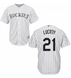 Youth Majestic Colorado Rockies 21 Jonathan Lucroy Authentic White Home Cool Base MLB Jersey 