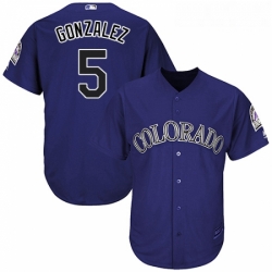 Youth Majestic Colorado Rockies 5 Carlos Gonzalez Authentic Purple Alternate 1 Cool Base MLB Jersey