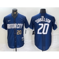 Men Detroit Tigers 20 Spencer Torkelson 2024 Navy City Connect Cool Base Limited jerseys 2