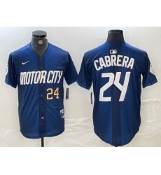 Men Detroit Tigers 24 Miguel Cabrera 2024 Navy City Connect Cool Base Limited Stitched jerseys