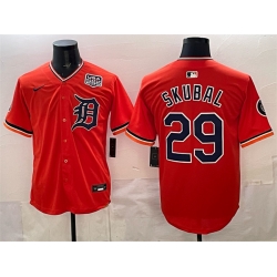 Men Detroit Tigers  29 Tarik Skubal Orange 2026 Alternate USA 250  Patch Vapor Premier Limited Stitched Baseball Jersey