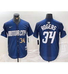 Men Detroit Tigers 34 Jake Rogers 2024 Navy City Connect Cool Base Limited Stitched Jersey 2