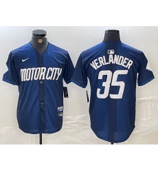 Men Detroit Tigers 35 Justin Verlander 2024 Navy City Connect Cool Base Limited jerseys 1