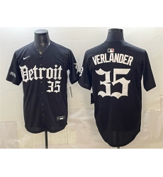 Men Detroit Tigers  35 Justin Verlander Black  Motor Gothic Edition  Vapor Premier Limited Stitched Baseball Jersey