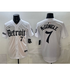 Men Detroit Tigers  7 Kevin McGonigle 2026 White  Motor Gothic Edition  Vapor Premier Limited Stitched Baseball Jersey