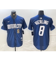 Men Detroit Tigers 8 Matt Vierling 2024 Navy City Connect Cool Base Limited Stitched jerseys 1