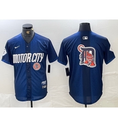 Men Detroit Tigers Team Big Logo 2024 Navy City Connect Cool Base Limited Stitched Jerseys 1