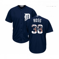 Mens Detroit Tigers 38 Tyson Ross Authentic Navy Blue Team Logo Fashion Cool Base Baseball Jersey 