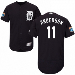 Mens Majestic Detroit Tigers 11 Sparky Anderson Navy Blue Alternate Flex Base Authentic Collection MLB Jersey