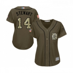 Womens Detroit Tigers 14 Christin Stewart Authentic Green Salute to Service Baseball Jersey 