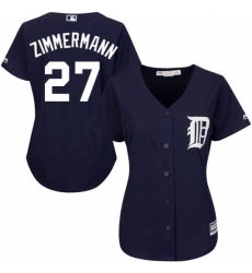 Womens Majestic Detroit Tigers 27 Jordan Zimmermann Replica Navy Blue Alternate Cool Base MLB Jersey